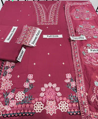 Dhanak Fabrics – 3 Piece Luxury Embroidered Suit – Heavy Work Collection – Unstitched