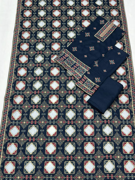 Breeze Winter Collection 2025 – Dhanak Heavy Embroidered 3-Piece Unstitched Suit with Laser Cutwork Embroidered Shawl