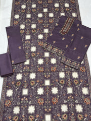 Winter Collection – Premium Dhanak 3-Piece Embroidered Suit with Laser Cutwork Shawl