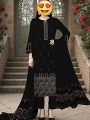 Winter Collection – Premium Dhanak 3-Piece Embroidered Suit with Laser Cutwork Shawl