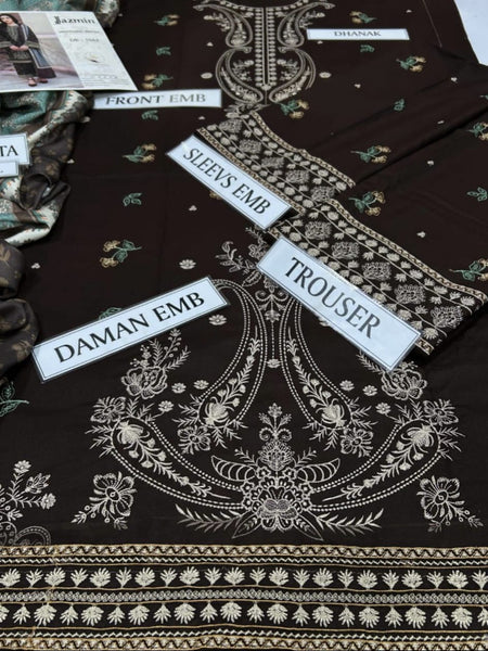 Luxury Embroidered Dhanak 3-Piece Unstitched Suit | Winter Collection 2025