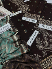 Luxury Embroidered Dhanak 3-Piece Unstitched Suit | Winter Collection 2025