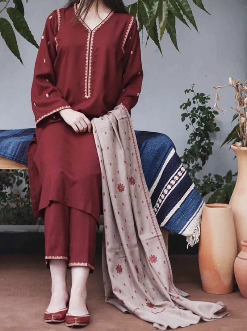 ASLING – Dhanak Embroidered 3-Piece Unstitched Suit | Winter Collection 2025