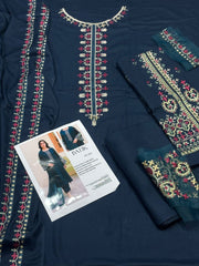 Embroidered Dhanak 3-Piece Unstitched Suit with Heavy Embroidered Shawl | Winter Collection 2025