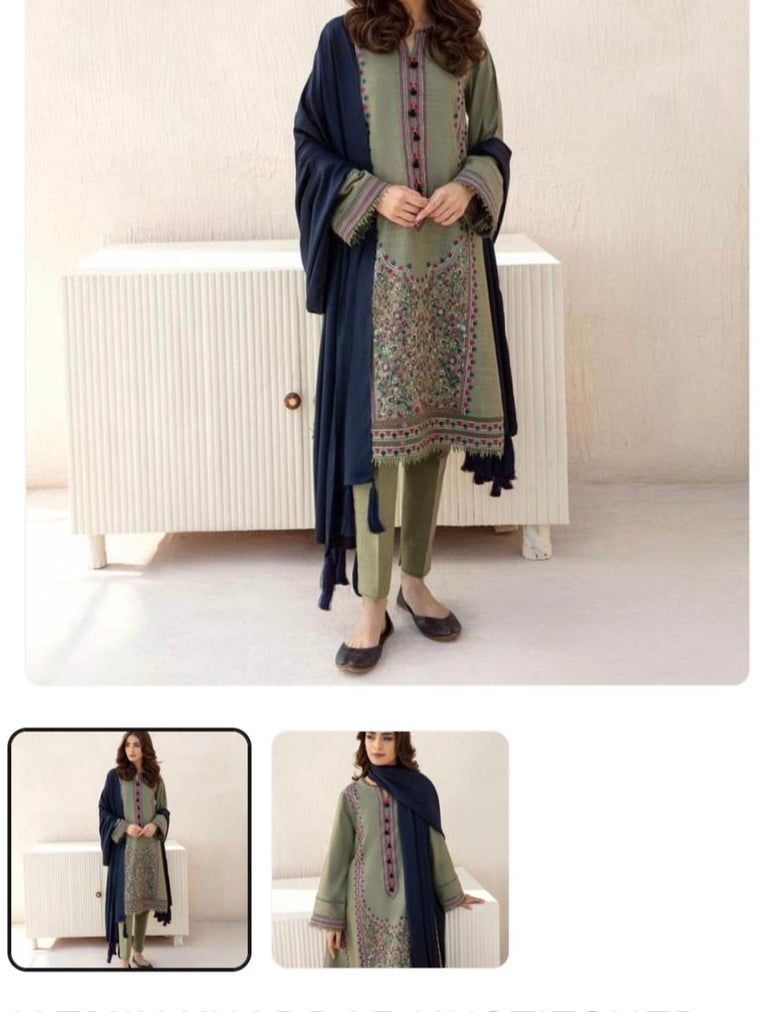 Jazmin – Embroidered Khaddar 3-Piece Unstitched Suit with Wool Embroidered Shawl | Winter Collection 2025