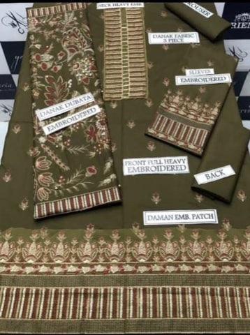 Bareeze Dhanak Hit Code 2025 – Luxury Heavy Embroidered 3-Piece Unstitched Suit with Embroidered Shawl