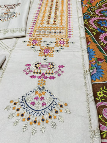 MARIA.B Winter Collection Vol. 2025 – Premium Dhanak Embroidered 3-Piece Unstitched Suit with Digital Print Wool Shawl