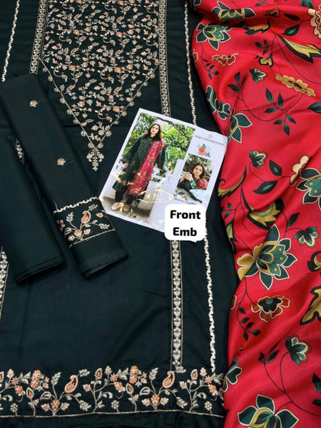 Sapphire Winter Collection 2025 – Dhanak Embroidered 3-Piece Unstitched Suit with Printed Shawl