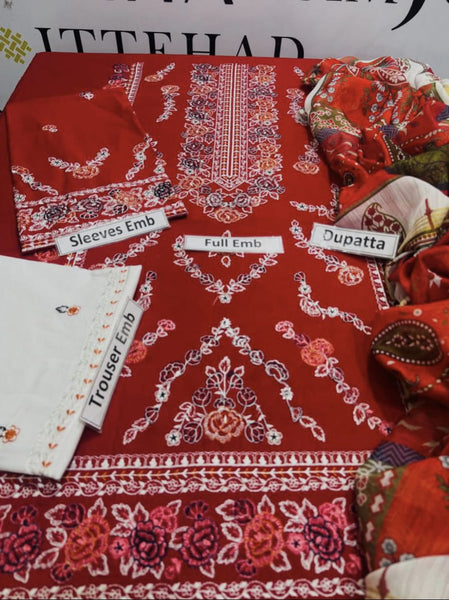 Winter Collection 2025 – Winter Brand Vol’25 Dhanak Heavy Embroidered 3-Piece Unstitched Suit with Digital Printed Shawl