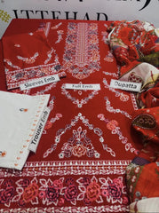 Winter Collection 2025 – Winter Brand Vol’25 Dhanak Heavy Embroidered 3-Piece Unstitched Suit with Digital Printed Shawl