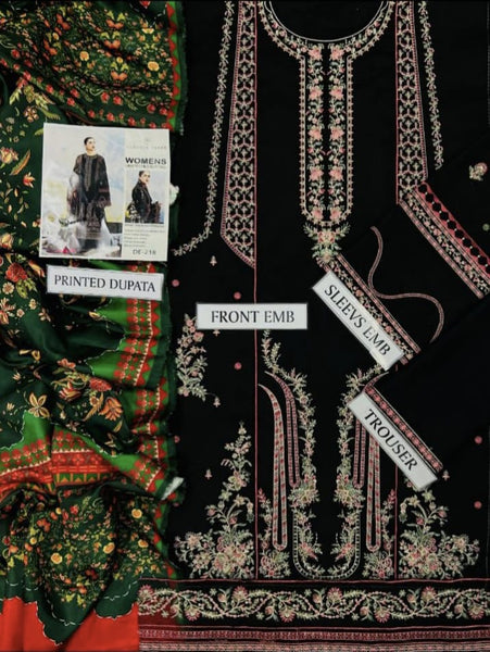 Hussain Rehar Winter Luxury Collection 2025 – Dhanak Heavy Embroidered 3-Piece Unstitched Suit with Digital Printed Wool Shawl