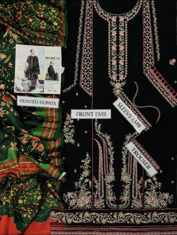 Hussain Rehar Winter Luxury Collection 2025 – Dhanak Heavy Embroidered 3-Piece Unstitched Suit with Digital Printed Wool Shawl