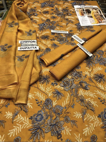 Bareeze Winter Collection 2025 (Vol. 2025) – Premium Linen 68/68 Embroidered 3-Piece Unstitched Suit with Embroidered Bamber Chiffon Dupatta