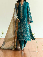 Zara Shahjahan Winter Luxury Collection 2025 – Dhanak Heavy Embroidered 3-Piece Unstitched Suit with Digital Printed Wool Shawl