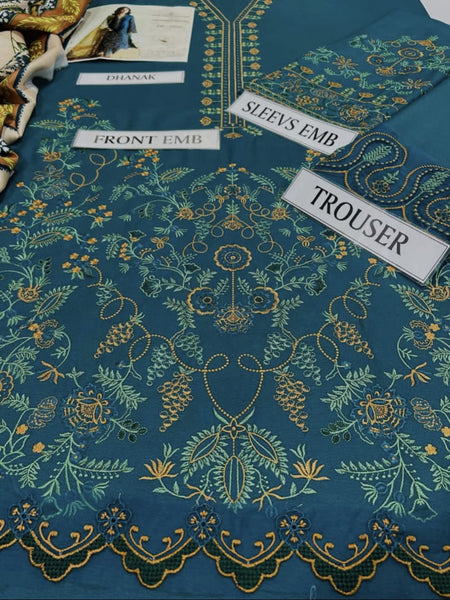 Zara Shahjahan Winter Luxury Collection 2025 – Dhanak Heavy Embroidered 3-Piece Unstitched Suit with Digital Printed Wool Shawl