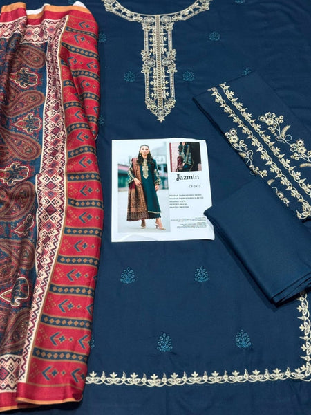 Jazmin – CF-2453 | Signature Dhanak Embroidered 3-Piece Unstitched Suit