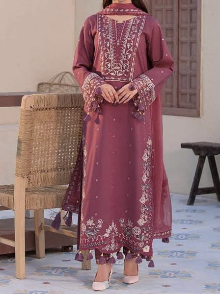 Dhanak Fabrics – 3 Piece Luxury Embroidered Suit – Heavy Work Collection – Unstitched