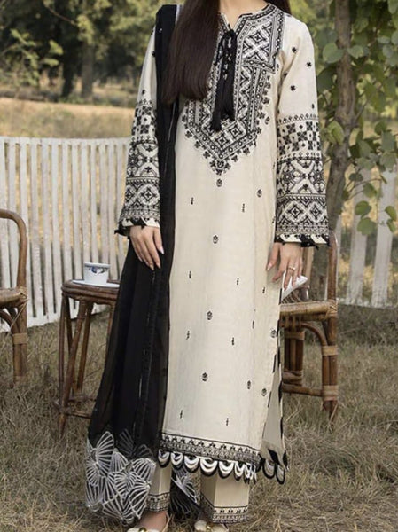 Winter Collection 2025 – Dhanak Heavy Embroidered 3-Piece Unstitched Suit with Cutwork Dupatta