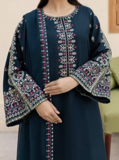 Embroidered Dhanak 3-Piece Unstitched Suit with Heavy Embroidered Shawl | Winter Collection 2025