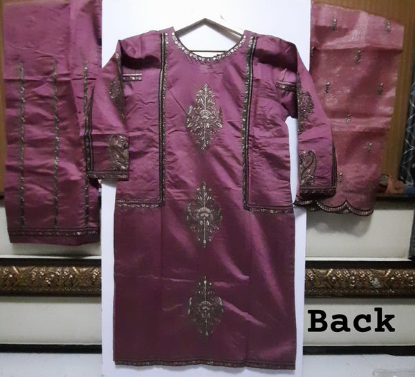 KHAADI LAWN (STITCHED), WINE BERRY COLOUR (Standard Medium Size)