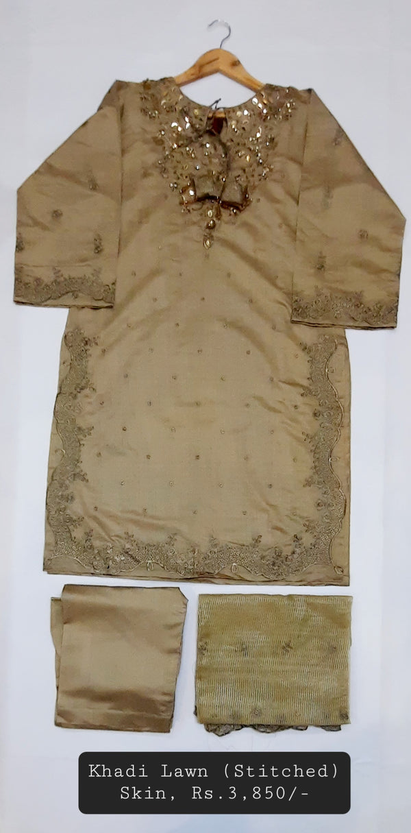 KHAADI LAWN (STITCHED), SKIN COLOUR (Standard Medium Size)