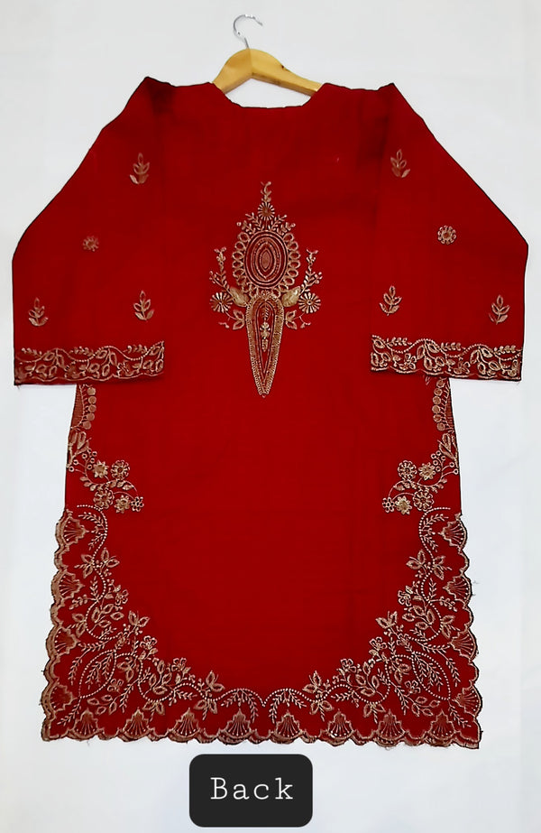 LAWN (STITCHED), RED COLOUR (Standard Medium Size)