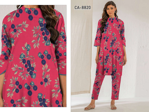 VIBRANT PINK COLOR PREMIUM LAWN - 2PC